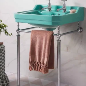 56cm Edwardian wash basin (2th) - Coloured - Chrome Wash Stand