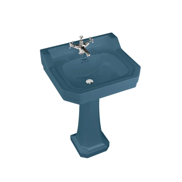 56cm Edwardian wash basin (1th) - Coloured - Pedestal - Image 3