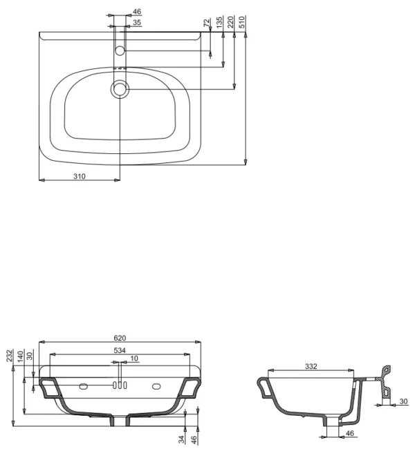 Portobello 62cm Basin & Washstand - Image 4